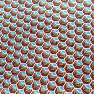 Coton Imprimé Géométrique Plume Rouge