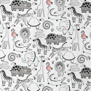 Tissu jersey magique animaux noir et blanc