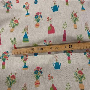 Tissu aspect lin bouquet mètre
