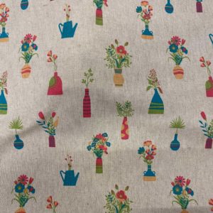 Tissu aspect lin bouquet