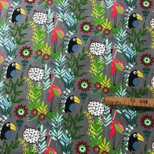 Tissu coton imprimé jungle toucan mètre