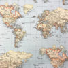 Tissu aspect lin carte du monde