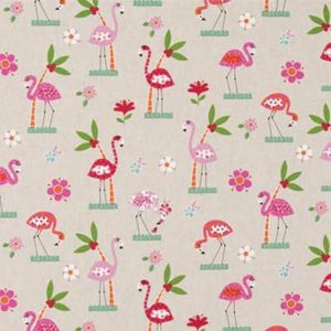 Tissu Aspect Lin Flamant Rose