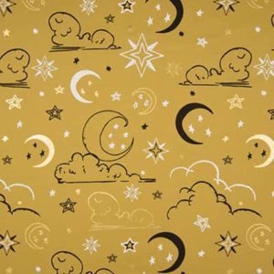 Tissu jersey imprimé lune jaune