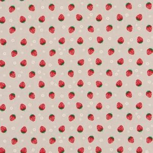 Tissu Fraise aspect lin