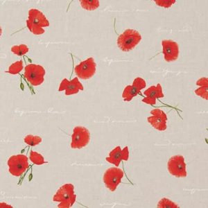 Tissu aspect lin coquelicot