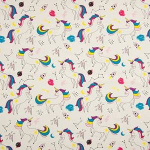 Tissu jersey licorne blanc