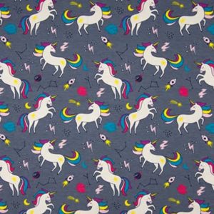 Tissu jersey imprimé licorne gris