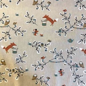 Tissu coton imprimé renard arbre