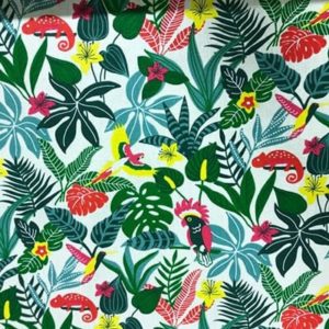 Tissu coton imprimé jungle toucan