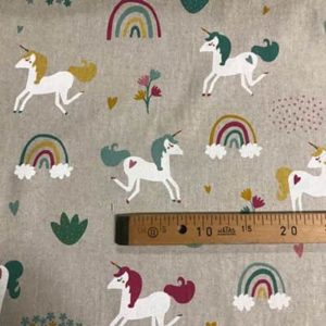 Tissu aspect lin licorne mètre