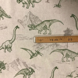 Tissu aspect lin dinosaure mètre