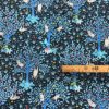 Tissu coton imprimé paresseux bleu mètre
