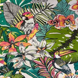 Tissu coton imprimé jungle perroquet