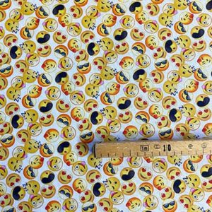 Tissu coton imprimé smiley mètre