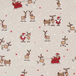 Tissu aspect lin traineau noel