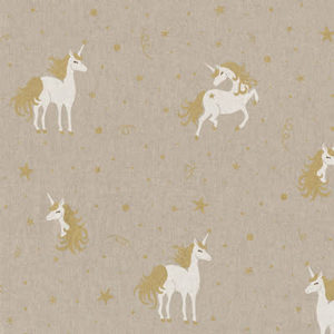 Tissu aspect lin licorne or