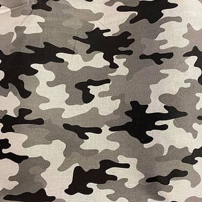Tissu coton imprimé militaire gris