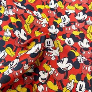 Tissu Disney mickey rouge froissé