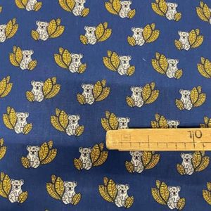 Tissu coton imprimé koala navy mètre