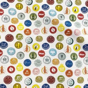 Tissu coton imprimé capsules bières