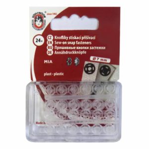 Bouton pressions à coudre plastique 7 mm transparent