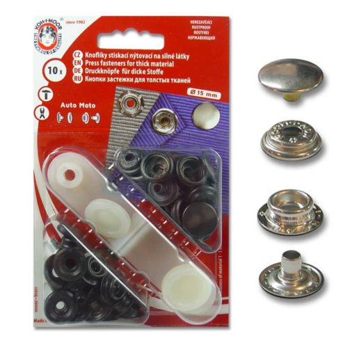 Bouton pressions sport + camping 15 mm argent
