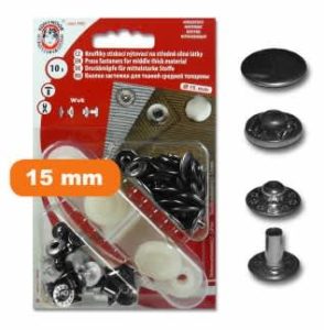 Bouton pressions anorak 15 mm noir