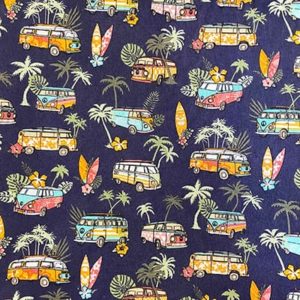 Tissu coton imprimé combi Volkswagen