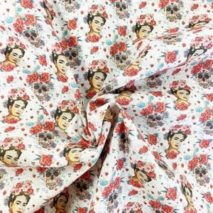 Tissu coton imprimé Frida froissé