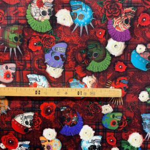 Tissu velours tête de mort mètre