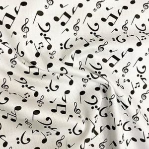 Tissu satin de coton musique froissé