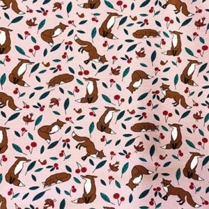 Tissu jersey imprimé renard rose