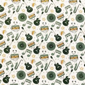 Tissu coton imprimé musique guitare