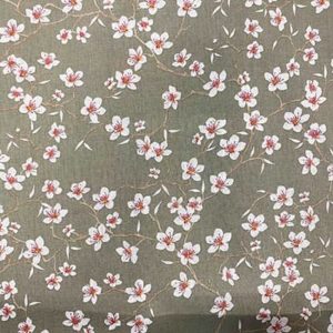 Tissu coton imprimé amandiers kaki