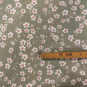 Tissu coton imprimé amandiers kaki mètre