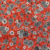 Tissu coton imprimé fleurs terracotta