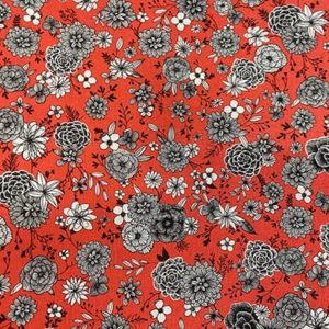 Tissu coton imprimé fleurs terracotta