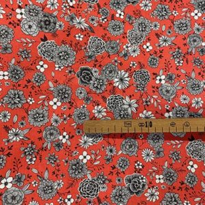 Tissu coton imprimé fleurs terracotta mètre