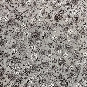 Tissu coton imprimé fleurs grises