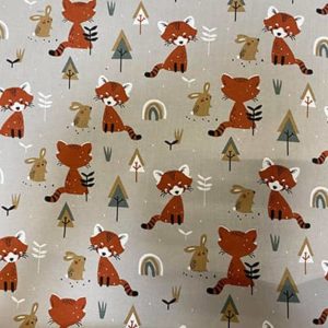 Tissu jersey imprimé renard gris