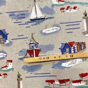 Tissu aspect lin Univers Maritime mètre