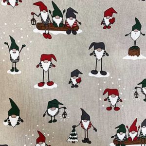 Tissu aspect lin gnome de noël