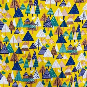 Tissu coton imprimé sapin moutarde