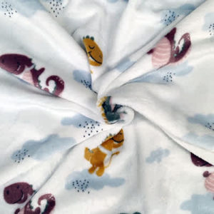 Tissu doudou imprimé dinosaure froissé