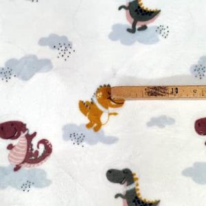 Tissu doudou imprimé dinosaure mètre