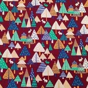 Tissu coton imprimé arbre bordeaux