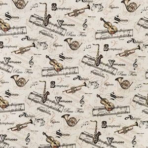 Tissu coton imprimé instruments droit
