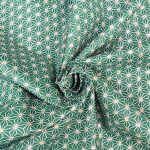 Tissu coton imprimé géométrique vert