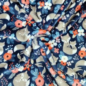 Tissu doudou imprimé renarde endormie froissé